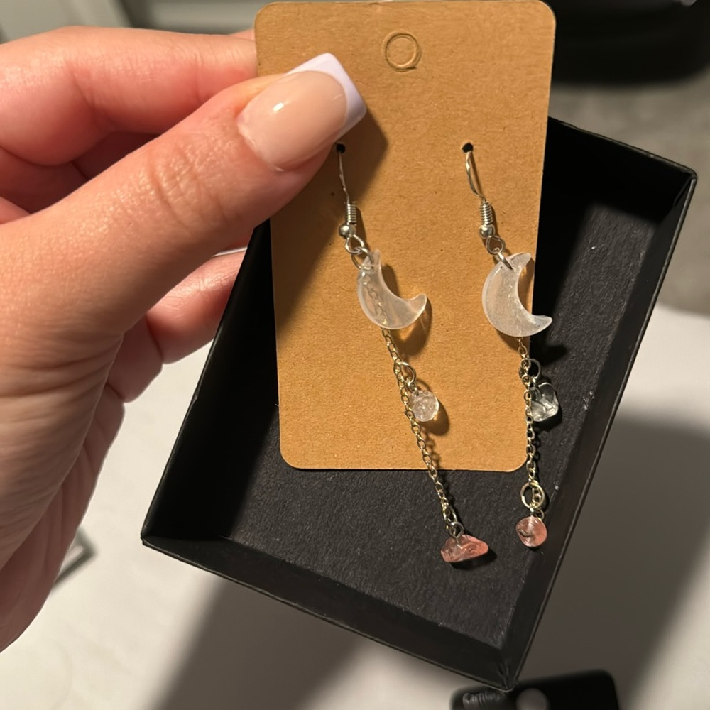 Handmade moon dangle earrings